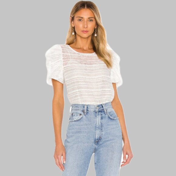 Amanda Uprichard Lace Merris Top Ivory Size Large $192 MSRP - Picture 1 of 7
